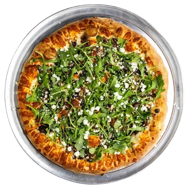Austin pinthouse pizza brewery specialty pies shroomin goat pizza