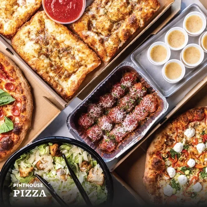 Pinthouse pizza catering spread austin